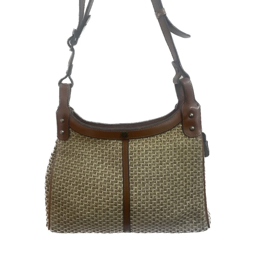 Vintage 1960s John Romain Woven Straw & Leather Shoulder Bag